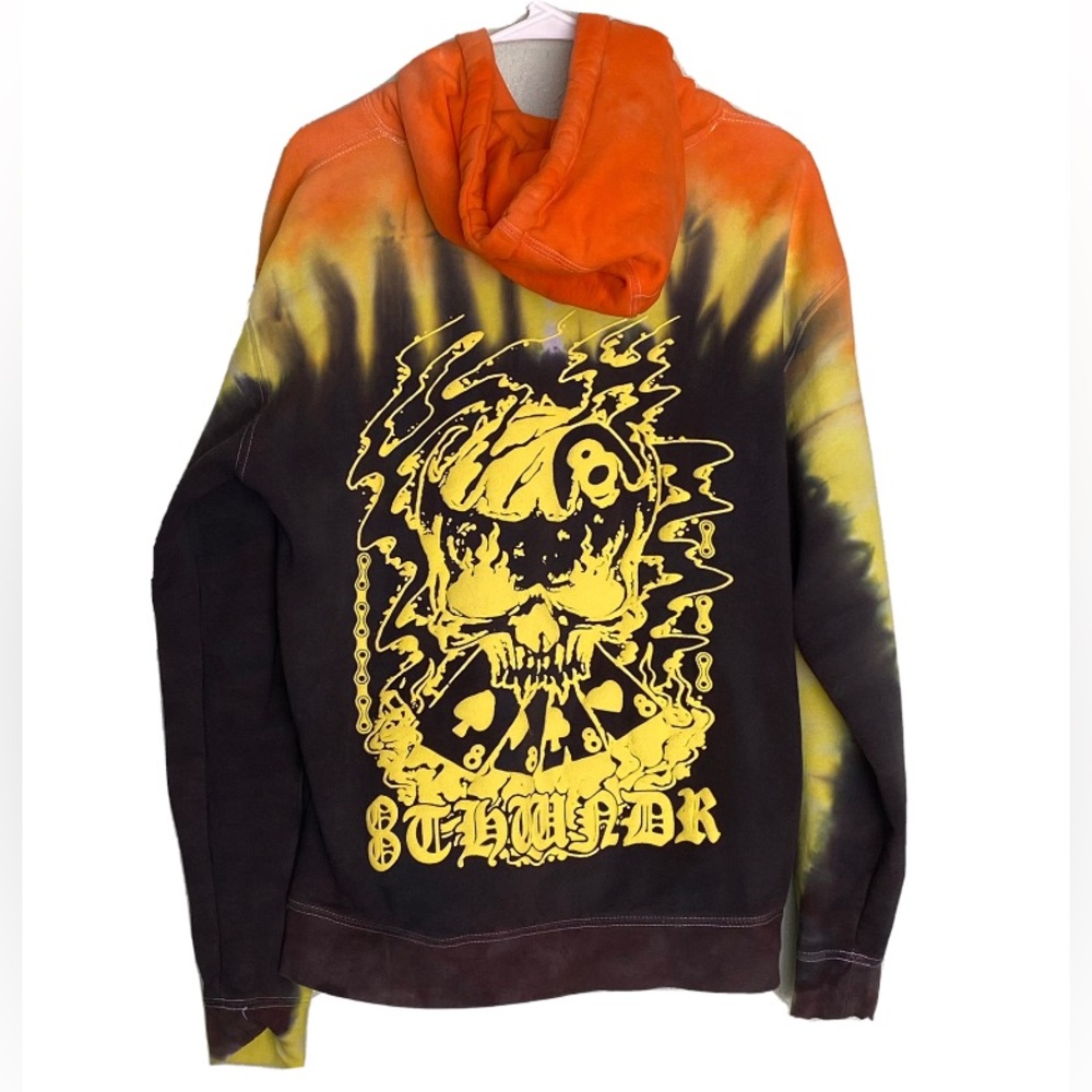 8thwndr Tie Dye Hooded Medium Sweater Motor Cycles Colab